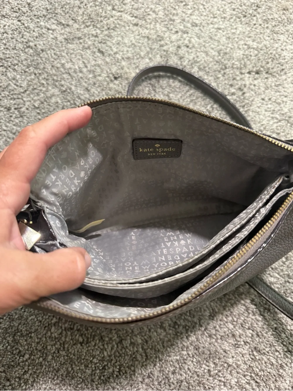 Kate Spade New York Pebbled Leather Crossbody Bag in Gray